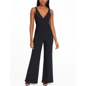 Herve Ledger Navy Blue Flare Leg Bandage Body Suit XS
